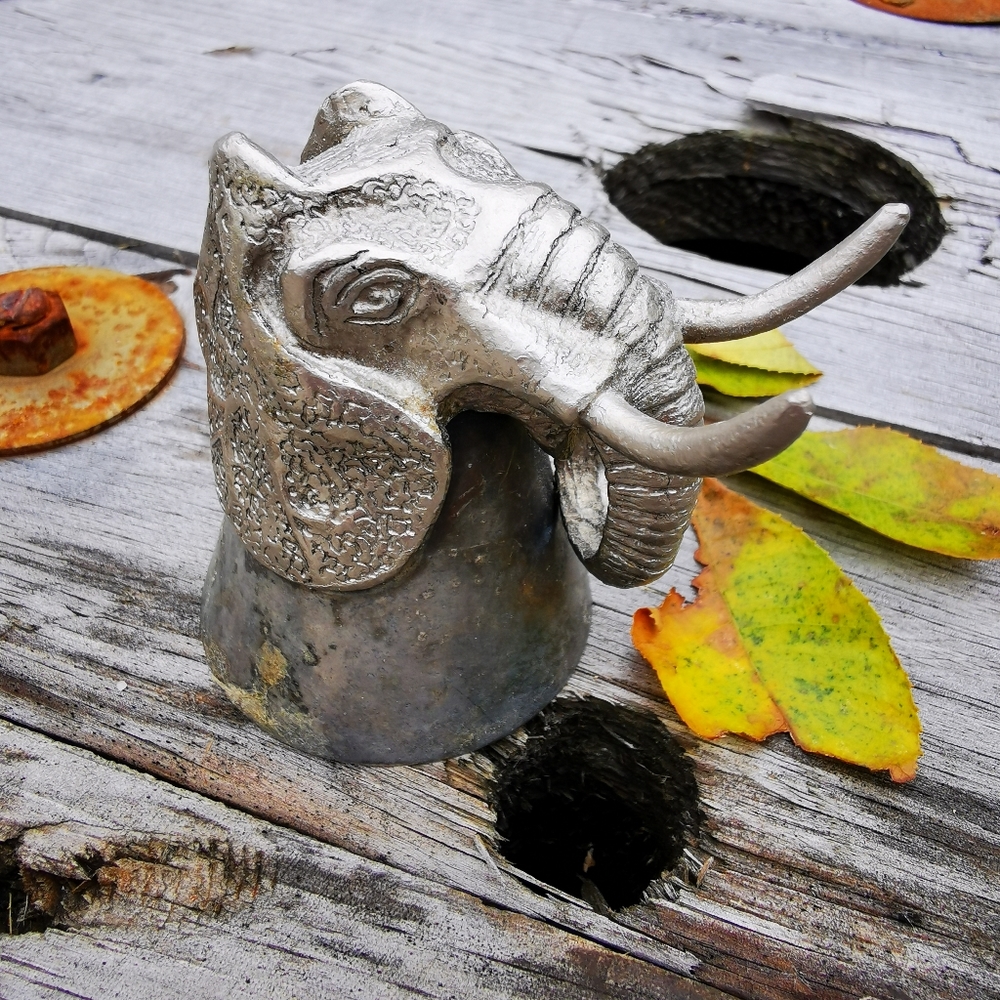 Vintage Pewter Elephant Wine Bottle Topper Shot Glass